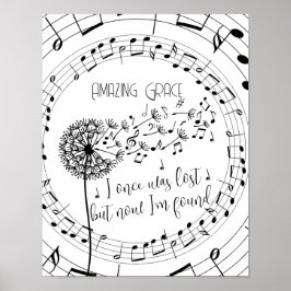 Póster Amazing Grace Hymn Dandelion Christian