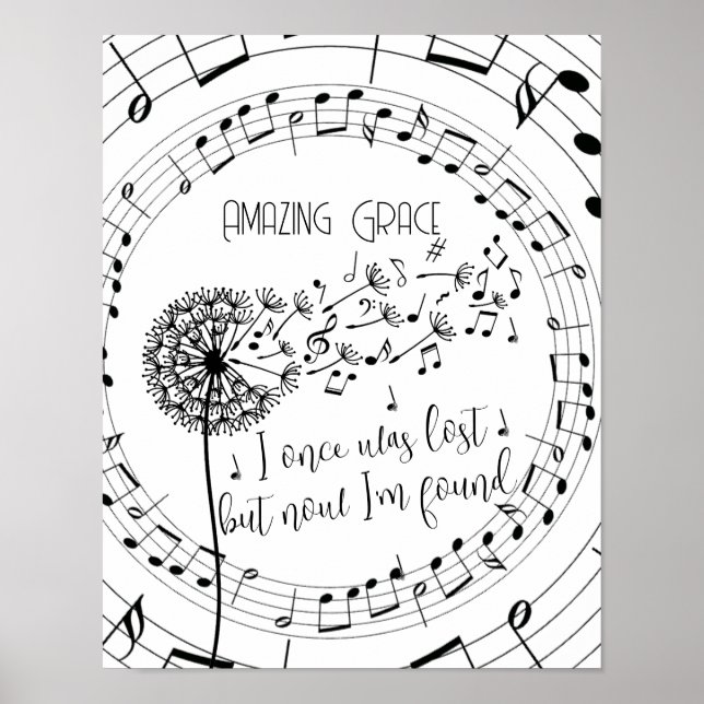 Póster Amazing Grace Hymn Dandelion Christian (Frente)