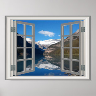 Póster Amazing Lake Louise Mountain Fab Window