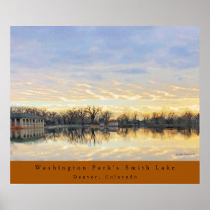 Póster Amazing Sunset over Washington Park Lake Denver CO