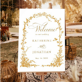 Póster Amber Botanical Arch Garden Wedding Welcome
