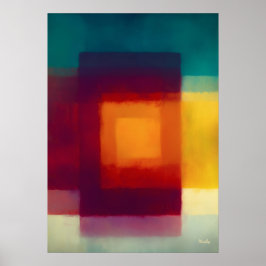 Póster Amber Crimson Color Field Abstract Modern Wall Art