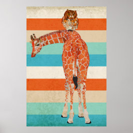 Póster Amber Giraffe y Owl Art Poster