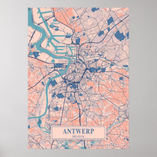 Póster Amberes - Bélgica Mapa de la ciudad de Breezy