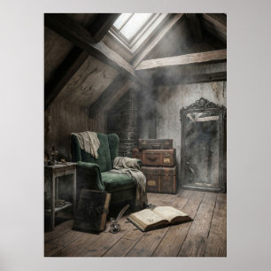 Póster Ambiente de Santuario del Ático Abandonado