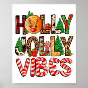 Póster Ambiente Navideño Holly A Jolly Reno Árboles de Na