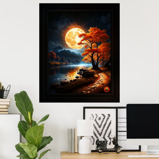 Póster Ámbito encantado de la luna Naranja por Xzendor7 (Oficina en casa)