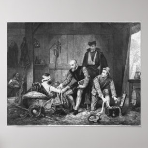 Póster Ambroise Pare tratando a soldados heridos