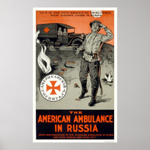 Póster ambulancia estadounidense en Rusia