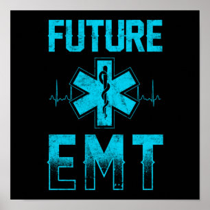Póster Ambulancia estudiantil EMT futura de emergencia EM