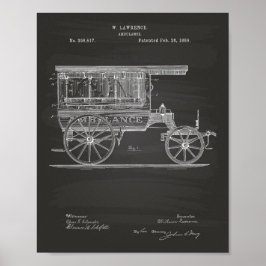 Póster Ambulancia Vintage 1889 Patent Art Chalkboard