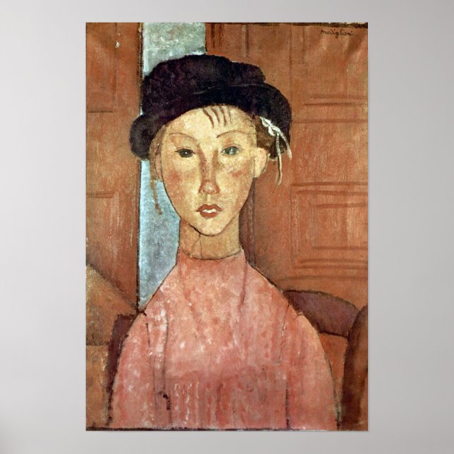 Póster Amedeo Modigliani - Chica con Gorra (Frente)