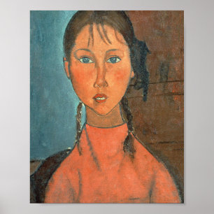 Póster Amedeo Modigliani - Chica Con Pigtails