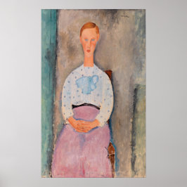 Póster Amedeo Modigliani - Chica con una blusa polka-dot
