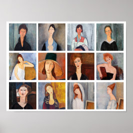 Póster Amedeo Modigliani - Collage de obras maestras