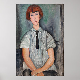 Póster Amedeo Modigliani - Joven muchacha con blusa a ray