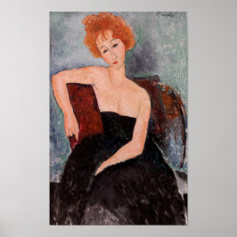 Póster Amedeo Modigliani - Vestido nocturno Chica pelirro