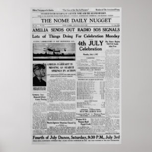 Póster Amelia Earhart envía SOS por radio el 3 de julio d