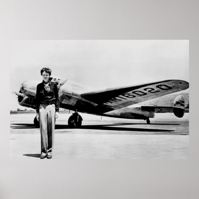 Póster Amelia Earhart Lockheed Electra C 1937 B & W (Frente)