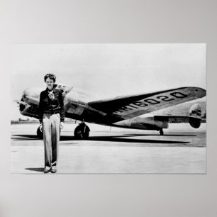 Póster Amelia Earhart Lockheed Electra C 1937 B & W Poste