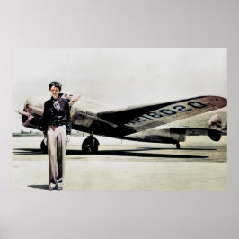 Póster Amelia Earhart Lockheed Electra C 1937 Coloreado P
