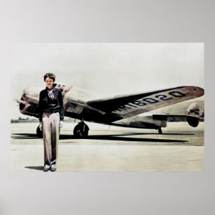 Póster Amelia Earhart Lockheed Electra C 1937 Coloreado P