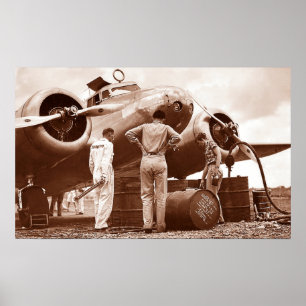 Póster Amelia Earhart Lockheed Modelo 10 Electra 1937