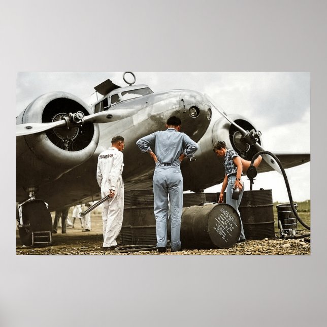 Póster Amelia Earhart Lockheed Modelo 10 Electra 1937 (Frente)