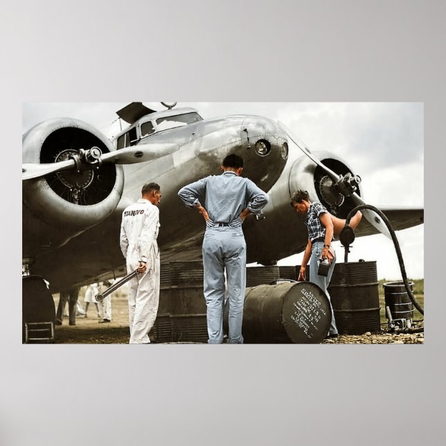 Póster Amelia Earhart Lockheed Modelo 10 Electra 1937 Rem (Frente)