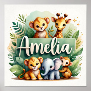 Póster Amelia Safari Nursery Wall Art