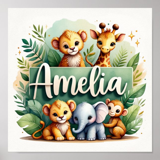 Póster Amelia Safari Nursery Wall Art (Frente)