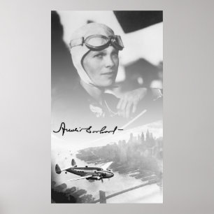 Póster AMELIA y su AVIÓN ELECTRA LOCKHEED
