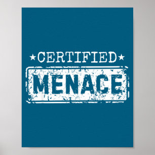 Póster Amenaza Certificada Chiste Divertido Humor Cita Sa