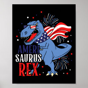 Póster Ameri Saurus Rex 4 De Julio Independencia De Dinos