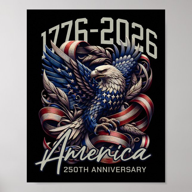 Póster America 250th Anniversary Eagle Us Flag July 4th 2 (Frente)