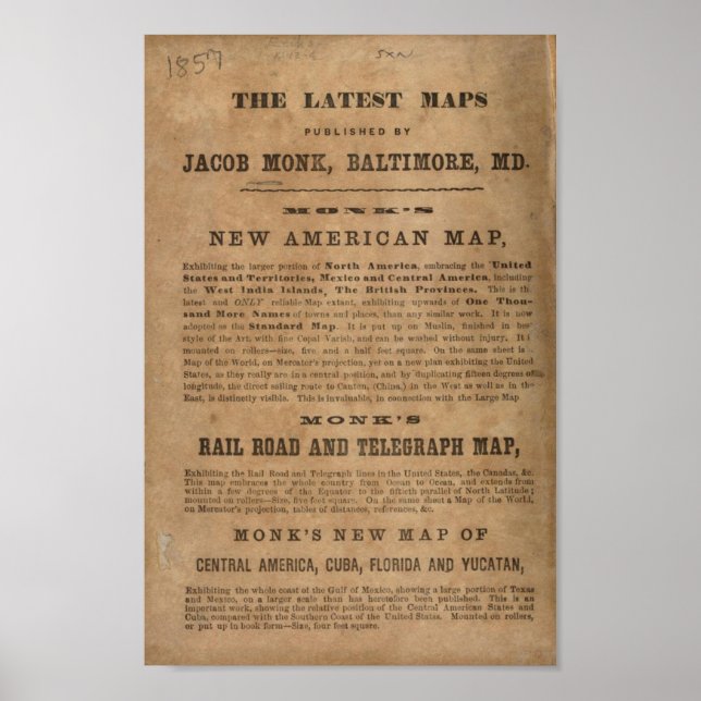 Póster América Central, Cuba y Florida de los Monjes (Frente)