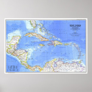 Póster " América Central e Indias Occidentales: MAP detal