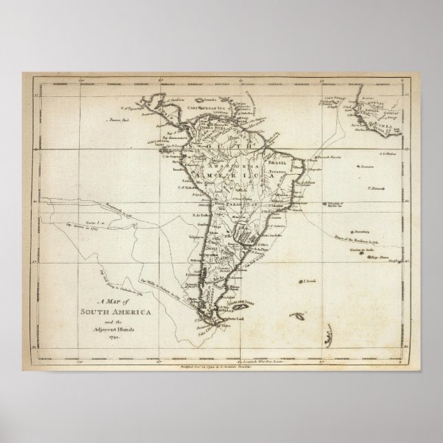Póster América del Sur y las islas adyacentes (Frente)