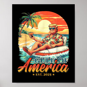 Póster América Golfo Trump 2024 Retro Beach Estados Unido