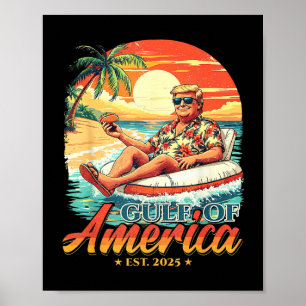 Póster América Golfo Trump 2024 Retro Beach Estados Unido