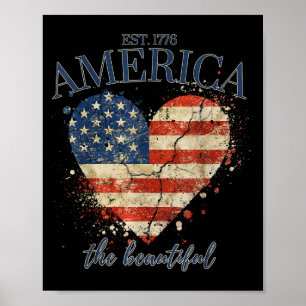 Póster América la hermosa día de la independencia patriót