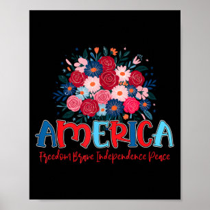 Póster América libertad valiente independencia
