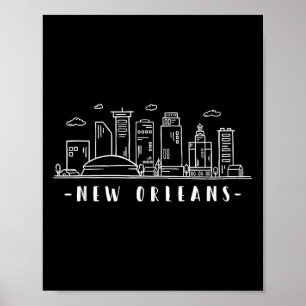 Póster America Louisiana New Orleans Skyline Silhouette