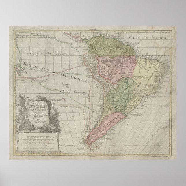 Póster America Meridionalis, South America Print, 1772 (Frente)
