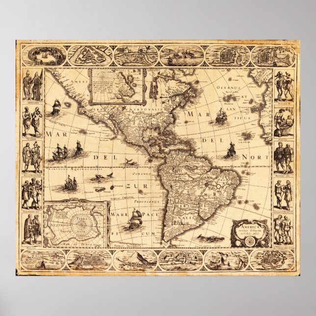 Póster America, Noviter Delineata Map (1622) (Frente)