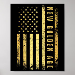 Póster América Nueva Edad Dorada Color Dorado Bandera Est