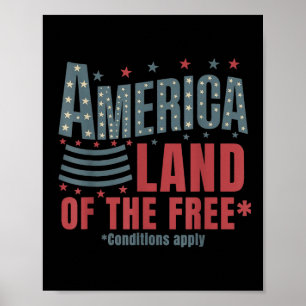 Póster América Tierra De Los Libres Patriótico 4 De Julio