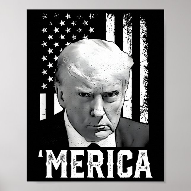 Póster América Trump Feliz 4 de Julio Trump Bandera Ameri (Frente)