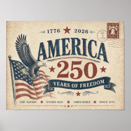Póster América Vintage 250 Años de Libertad