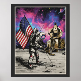 Póster American Astronaut Patriotic Vivid Colors